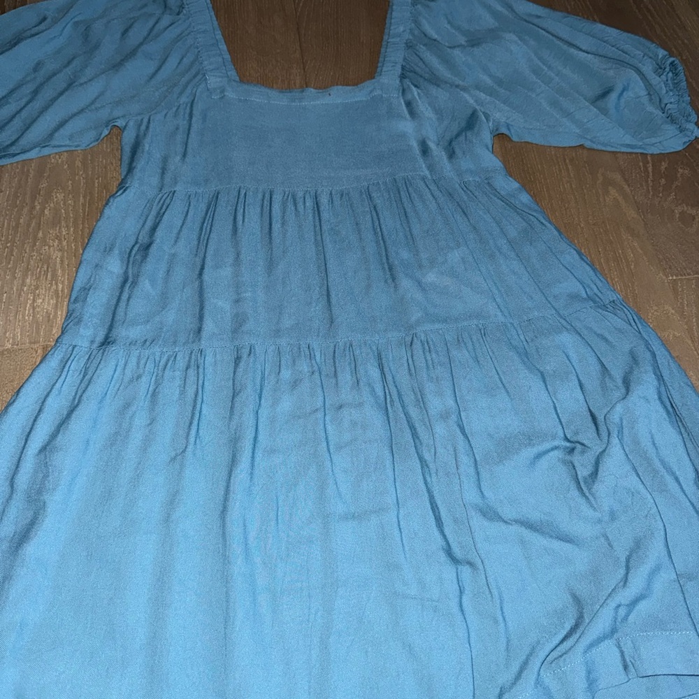 Blue Square Neck Dress